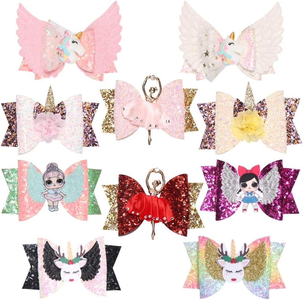 Baby Girls Hair Clips Girls Alligator Clips Hair Bows Boutique Fashion Hair Barrettes hairpins hair accessories for Little Girls Teens or women, 10 pcs