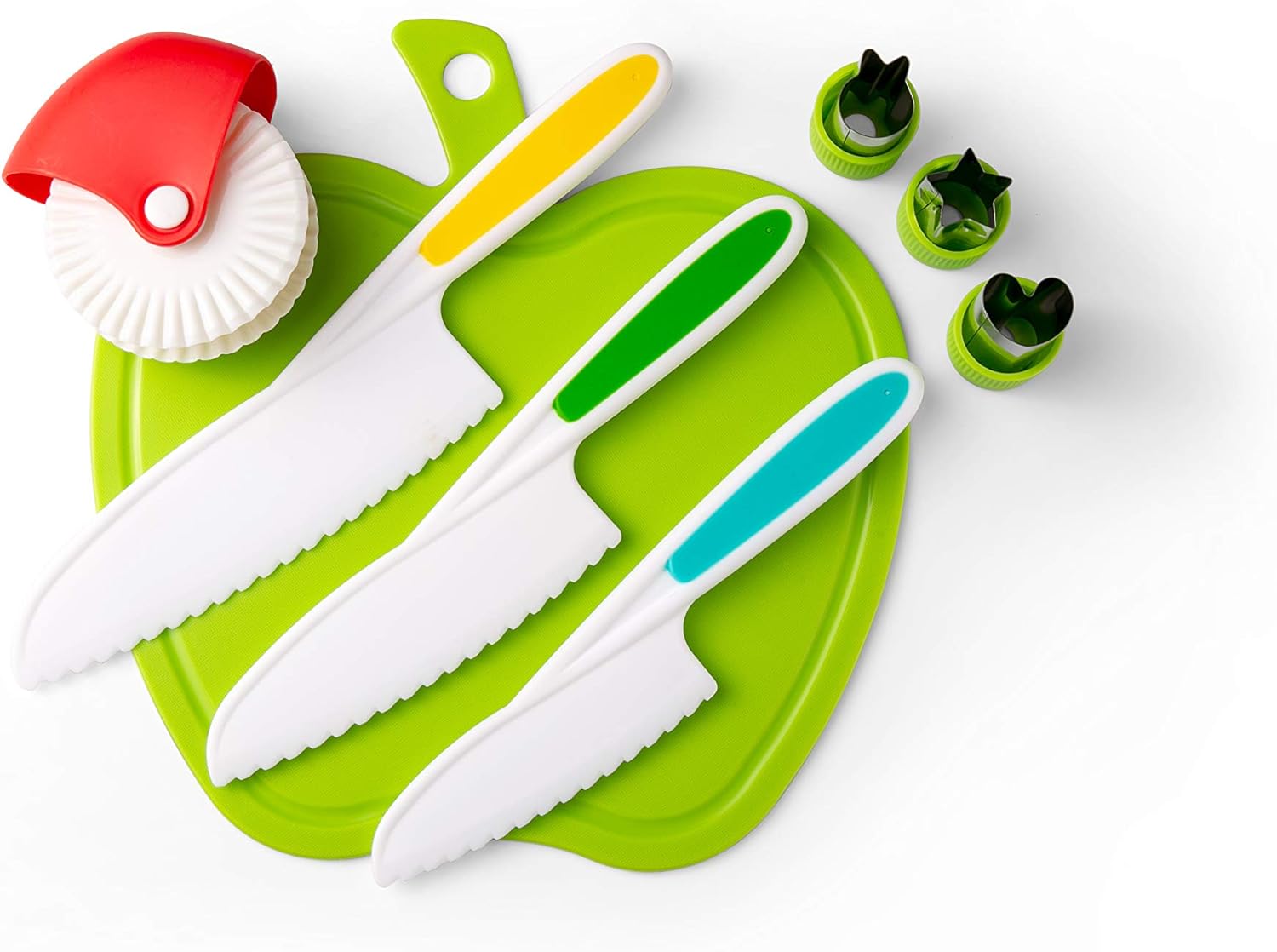 Yum Nosh Kids Cutting Board and Knife Set, NonSlip Grips