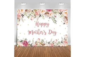 Mocsicka Mothers Day Backdrop Watercolor Floral Golden Dots Mothers Photo Background Happy Mother's Day Cake Table Banner Party Decoration Photo Booth Props (7x5ft)