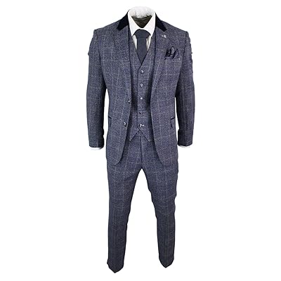 CAVANI Men's Vintage Blue Navy Tweed Piece Suit Kuwait Ubuy