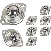 HLMOptimo 1&rdquo; Rolling Ball Transfers 8 pcs, Universal Transfer Bearings of 400 Lbs Load Capacity, Two-Hole Flange Mounted Roller Bearings for Conveyor Transmission Furniture Wheelchair