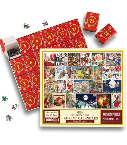 Calendrier de l'Avent de Noël – Puzzle de 1008 pièces pour adultes et enfants – Calendrier de