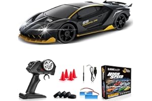 LFOLUSU Remote Control Car RC Drift Car 2.4GHz 1:24 4WD 15KM/H High Speed Racing Sport Car with LED Lights Drifting Tire Racing Sport Toy for Adults Boys Girls Kids Gift 2Pcs Rechargeable Batteries