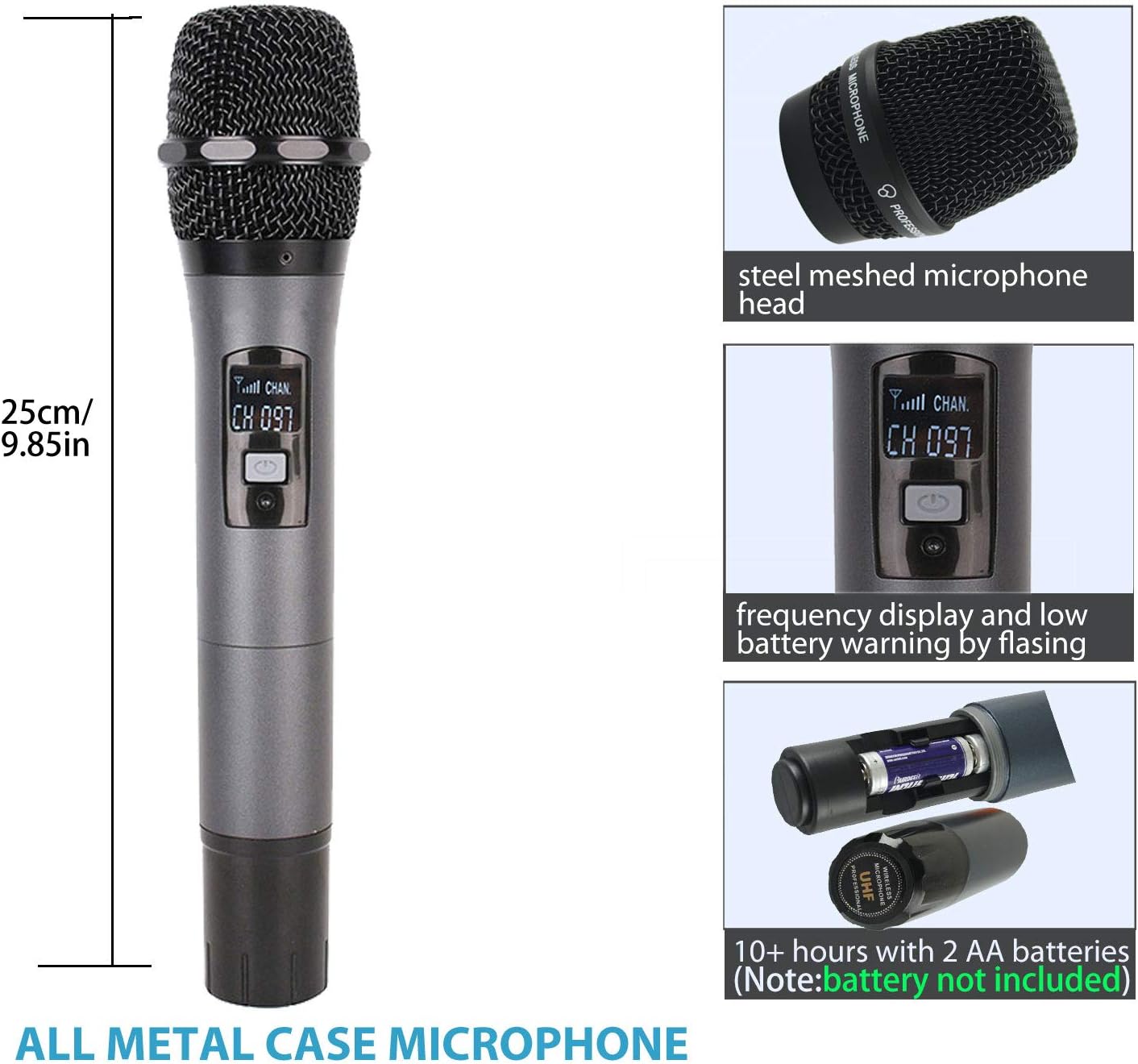 EXMAX® Professional UHF 4 Channel Diversity Wireless Microphone System with 4 Handheld Microphones 4 Mics for Karaoke/KTV/Party/Stage/Wedding/Speech … - Image 4
