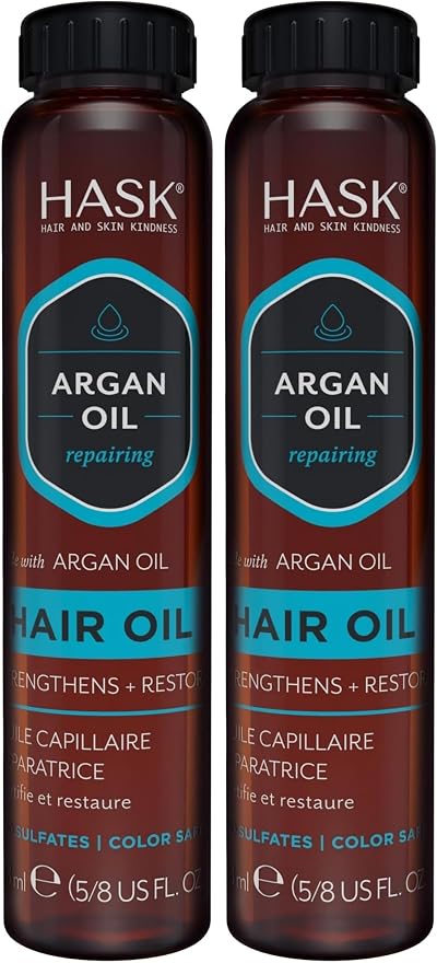 HASK Argan Oil Shine Vial Repairing Hair Oil 18ml Pack of 2