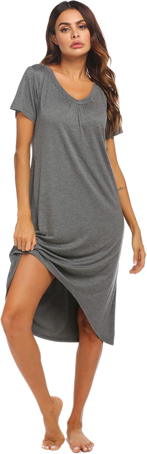 Ekouaer Nightgowns Womens Short Sleeve Sleepwear Comfy Loungewear Plus Size Night Shirt S-XXL at  Women’s Clothing store
