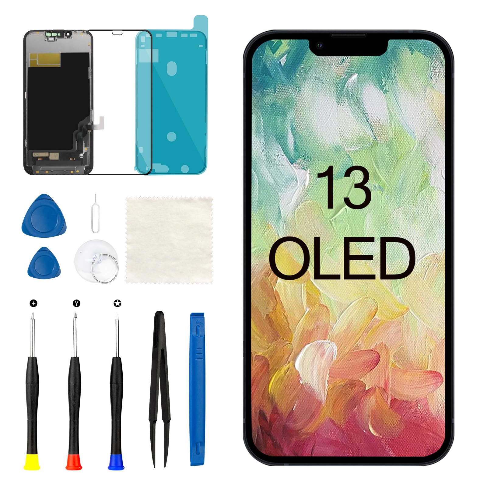 Photo 1 of OLED for iPhone 13 Screen Replacement 3D Touch Frame Display Digitizer with Repair Tools A2641 A2643 A2484 A2644 A2645