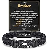 OAVOOK Gifts for Teen Boys, Men Leather Bracelets Braided Cuff Infinity Knot Jewelry for Birthday, Christmas, Fathers Day, Wedding