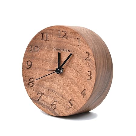 Glitz Star Holz FSC Schwarze Walnuss Nacht Wecker Silent Alarm Klassische Round Table Büro
