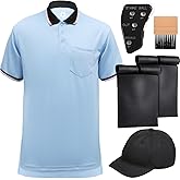ShinyMatch 6 Pcs Baseball/Softball Umpire Accessories Set Including Umpire Shirt Hat Indicator Brush Ball Bag for Men Referee
