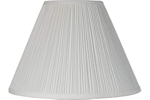 6 1/2" Top x 15" Bottom x 10 1/2" High x 11" Slant Lamp Shade Replacement Medium White Empire Mushroom Round Traditional Linen Pleated Spider Harp Finial - Springcrest