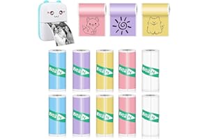 10PCS Mixed Color Mini Thermal Printer Sticker Paper: 57x25mm 5-Colors Self-Adhesive Thermal Rolls - BPA-Free Waterproof Prin