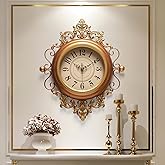 Vintage Wall Clocks Living Room,16"X19"Elegant Retro Silent Wall Clock | Decorative Antique Victorian Wall Clocks Battery Operated for Bedroom Kitchen Entryway Office Decor