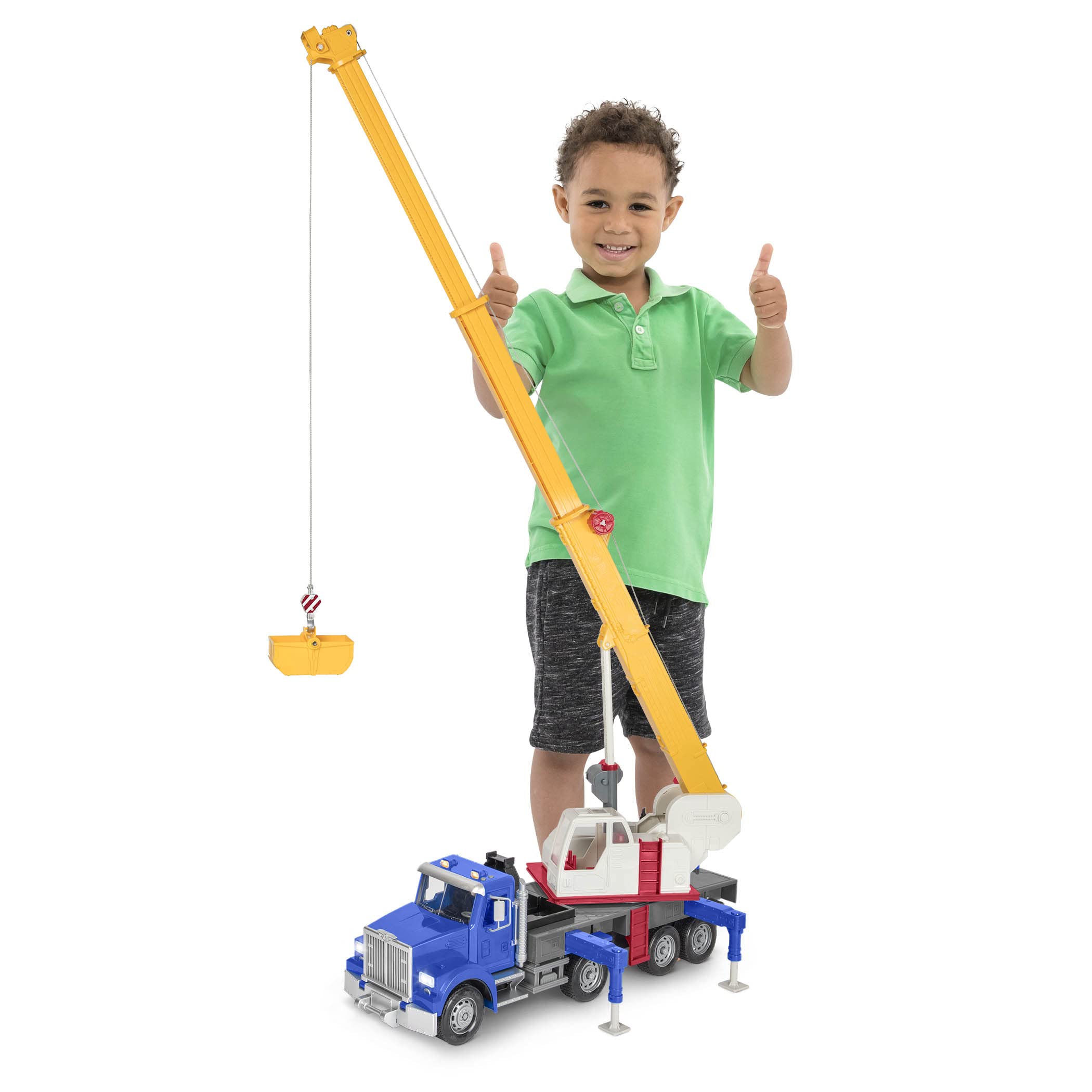 Driven by Battat – Jumbo 27-Inch Crane Truck Toy – Construction Vehicle with Movable Crane Arm & Realistic Design – Toy for 3+ Years