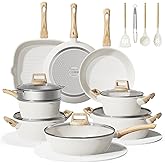 24Pcs Pots and Pans Set Non Stick,Ceramic Cookware Set with Titanium-Reinforced Nonstick Coating,Long-Lasting,PFAS-Free,Induction Compatible,Full Kitchen Set with 3 Stock Pots for Family Cooking