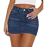MONCCIZA Women’s Denim Jean Skirt Mini Y2K Low Waisted Casual Cute Skirts with Pockets