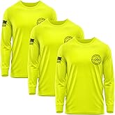 3 Pack Custom Long Sleeve Shirts for Men, Hi Visibility T Shirt Safety Customized Workwear Company Uniform Black