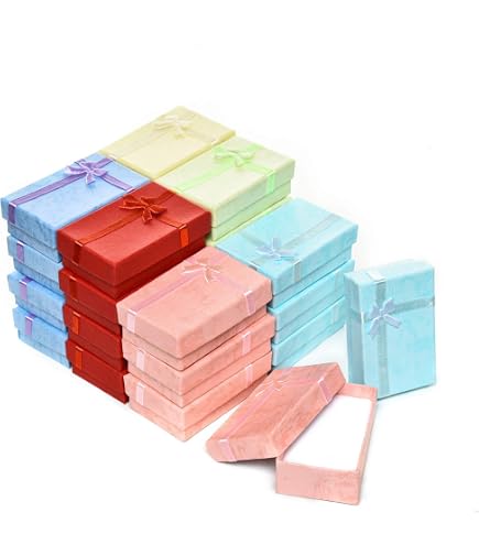 12Pcs Red Cardboard Jewelry Gift Boxes Set - 3.5x3.5x1.2 Inch, With Satin Ribbon & Scissors, For Necklaces, Rings, Earrings - View #6