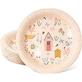 Cheerland Garden Party Plates Farm Shed One Silly Goose Birthday Decor Spring Decorations Gingham Funny Chicken Disposable Paper Plates for Farmer Kids Tea Party Baby Shower Dessert Supplies 24 Pcs
