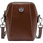 Designer Leather Small Crossbody Bags Purses for Women Cell Phone Bag Soft Women's Shoulder Handbags Gifts for Women (Coffee)