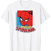 Amazon Essentials Men's MARVEL THE AMAZING SPIDER-MAN LOGO PORTRAIT T-Shirt, White, Small
