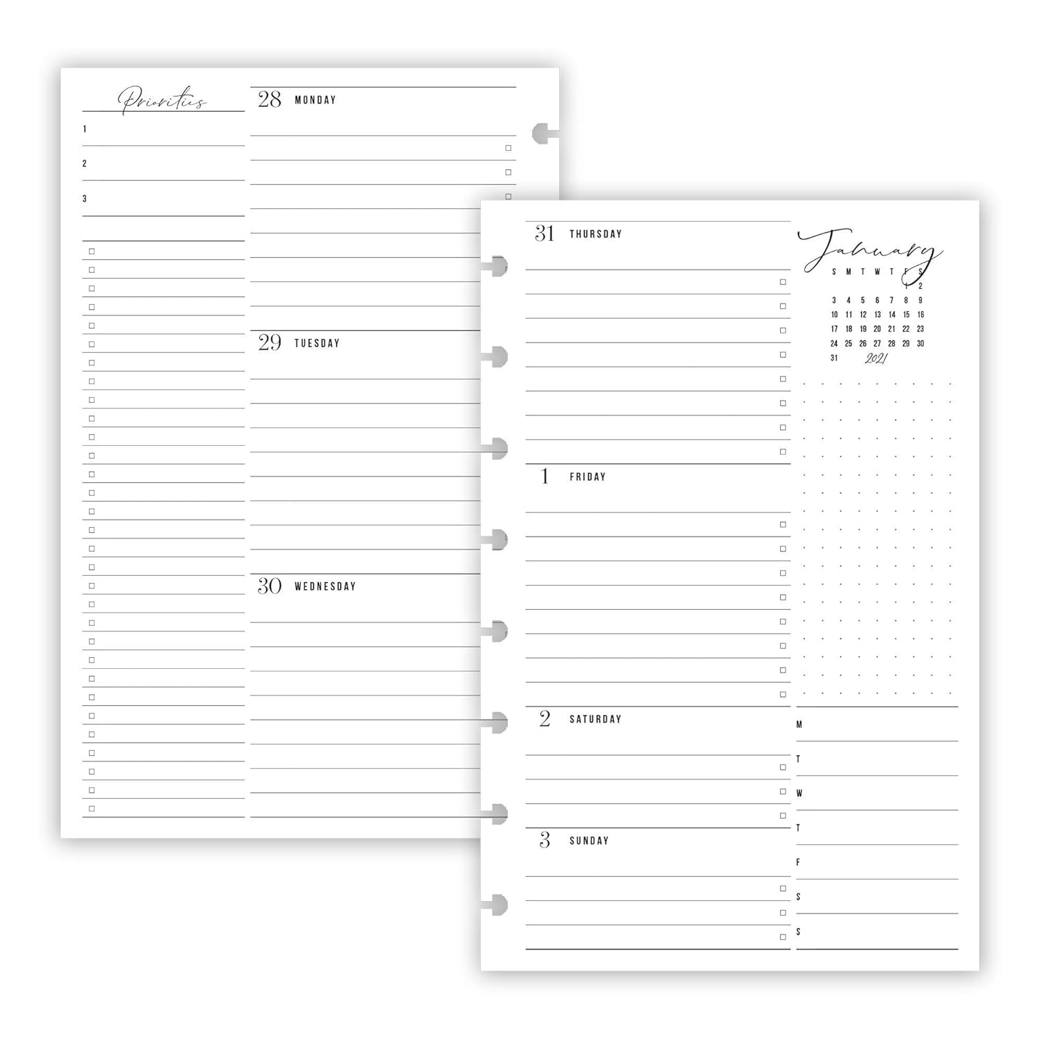 Inserts Planner Dated 2021 December to 2020 Remainder