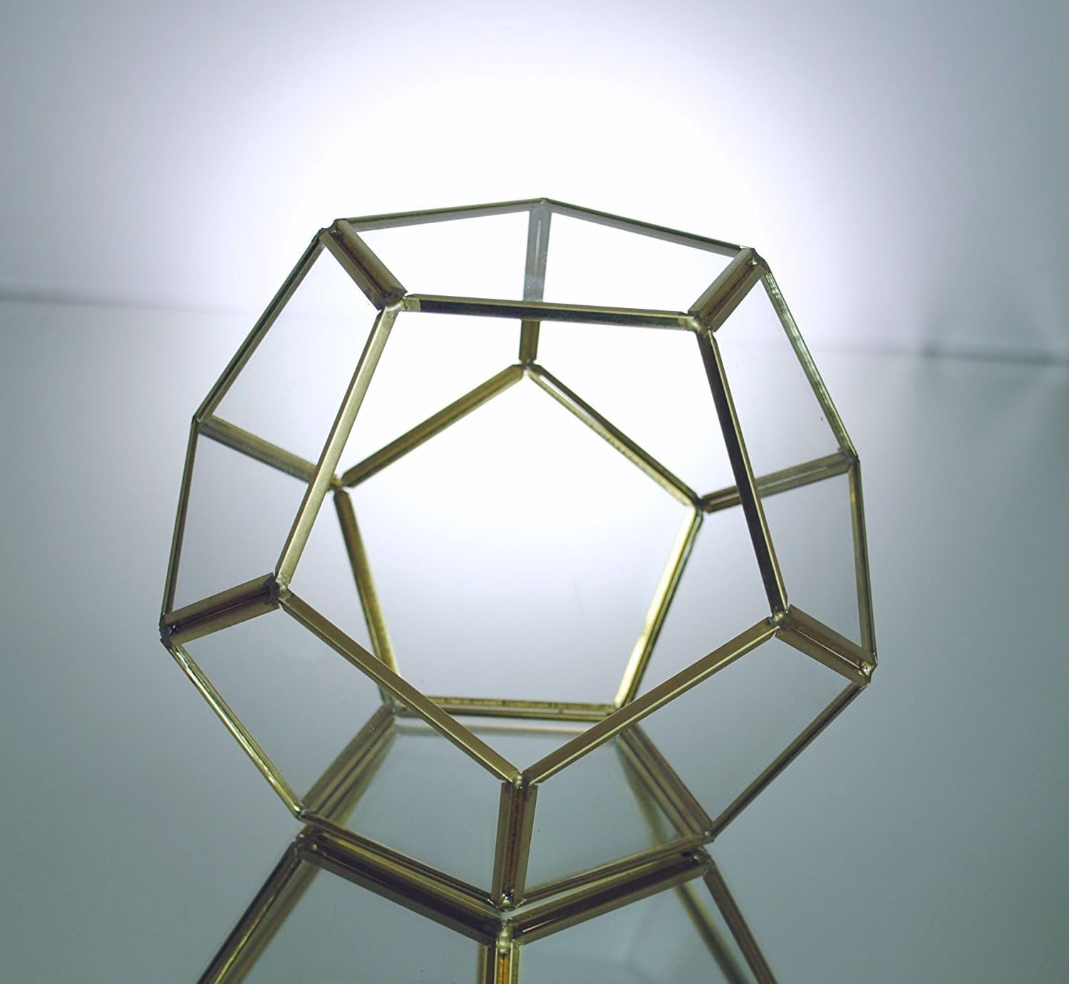 DFW Vases Modern Tabletop Black Glass Pentagon Geometric Terrarium Container Window Sill Decor Flower Pot Balcony Planter DIY Display Box (No Plant) (Gold)