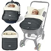 Ivywind Winter Car Seat Cover Baby, Universal Car Seat Footmuff with Convertible Hood for Cold Weather, Removable Carseat Waterproof Covers for Infant Boy&Girl, Machine Washable, Dark Gray