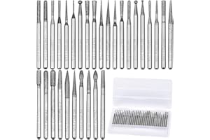 Dokpav 30 Pcs 1/8" Shank Diamond Burr Bits Set, 150 Grit Diamond Coated Rotary Burrs Diamond Coated Drill Bit Set Diamond Gri