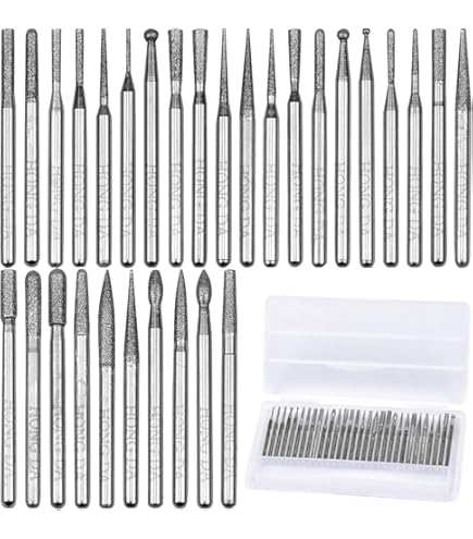 Set 50 Fraises Diamantées Pour Outil Rotatif - Tiges 3mm, Meulage Verre, Carrelage, Marbre, Bijoux, Gravure
