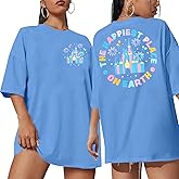 Magical Shirt Women Oversized Magic Kingdom Shirts: Happiest Place on Earth Shirt Cute Castle Graphic Family Holiday Tee Tops