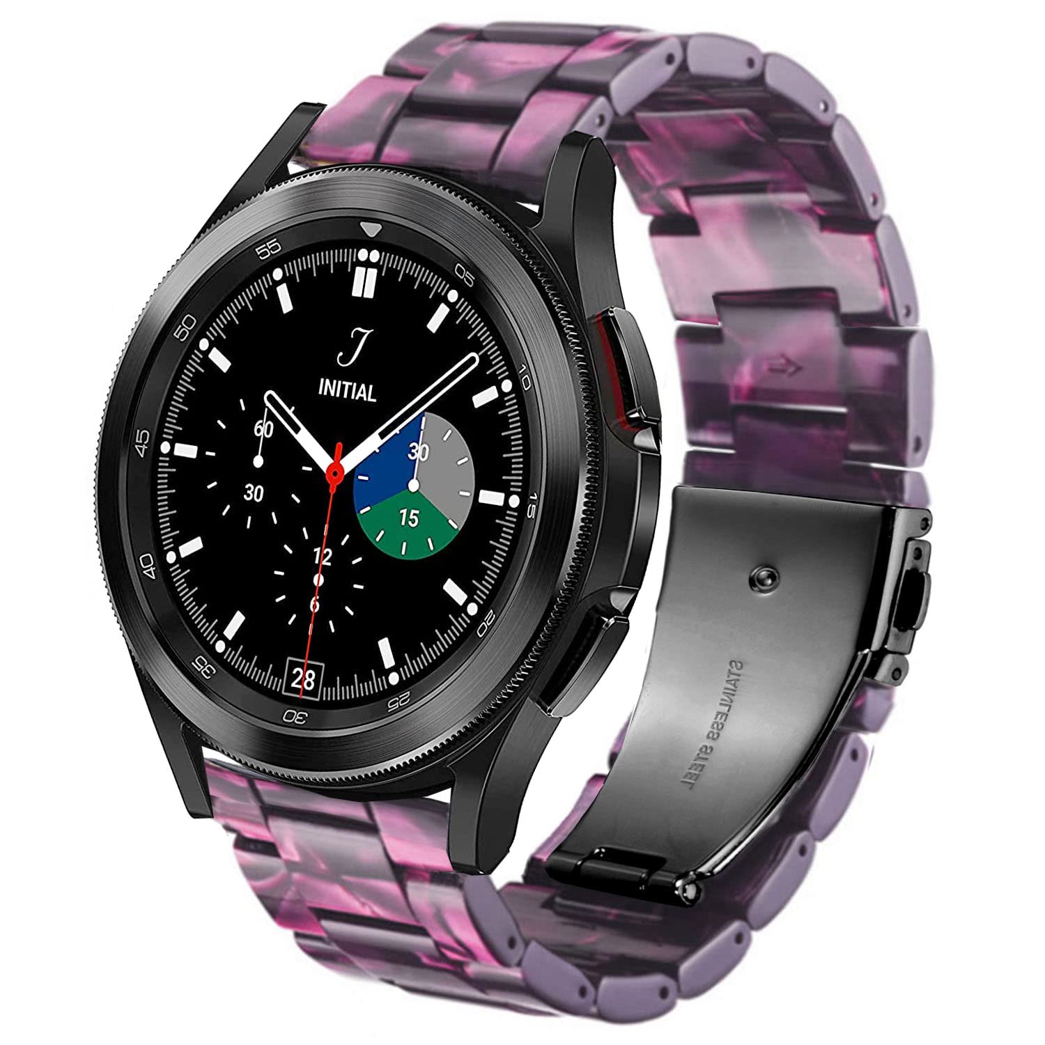 DEALELE Compatible with Samsung Galaxy Watch 6 / 6 Classic / 5 / 5 Pro / 4 / 4 Classic / 3 41mm / Active 2, 20mm Colorful Resin Replacement Strap for Huawei GT2 42mm / GT3 42mm, Purple