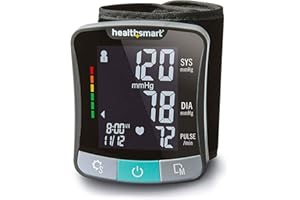 HealthSmart Digital Premium Wrist Blood Pressure Monitor with Cuff That Measures Pulse Heartbeat and High or Low BP, 120 Reading Memory Stores Up to 60 Readings for 2 Users