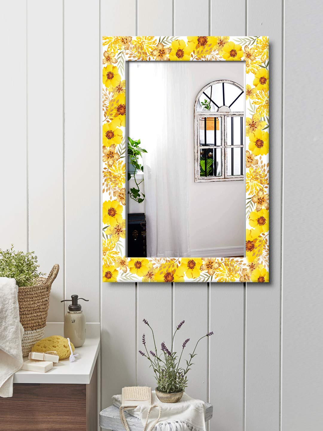 Buy 999Store Big Mirror for Bedroom Decorative Flower and