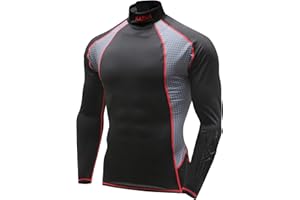UNGOCAX Hockey Shirt with Neck Guard for Adult and Kids,Long Sleeves Compression Shirt with Integrated Neck Guard