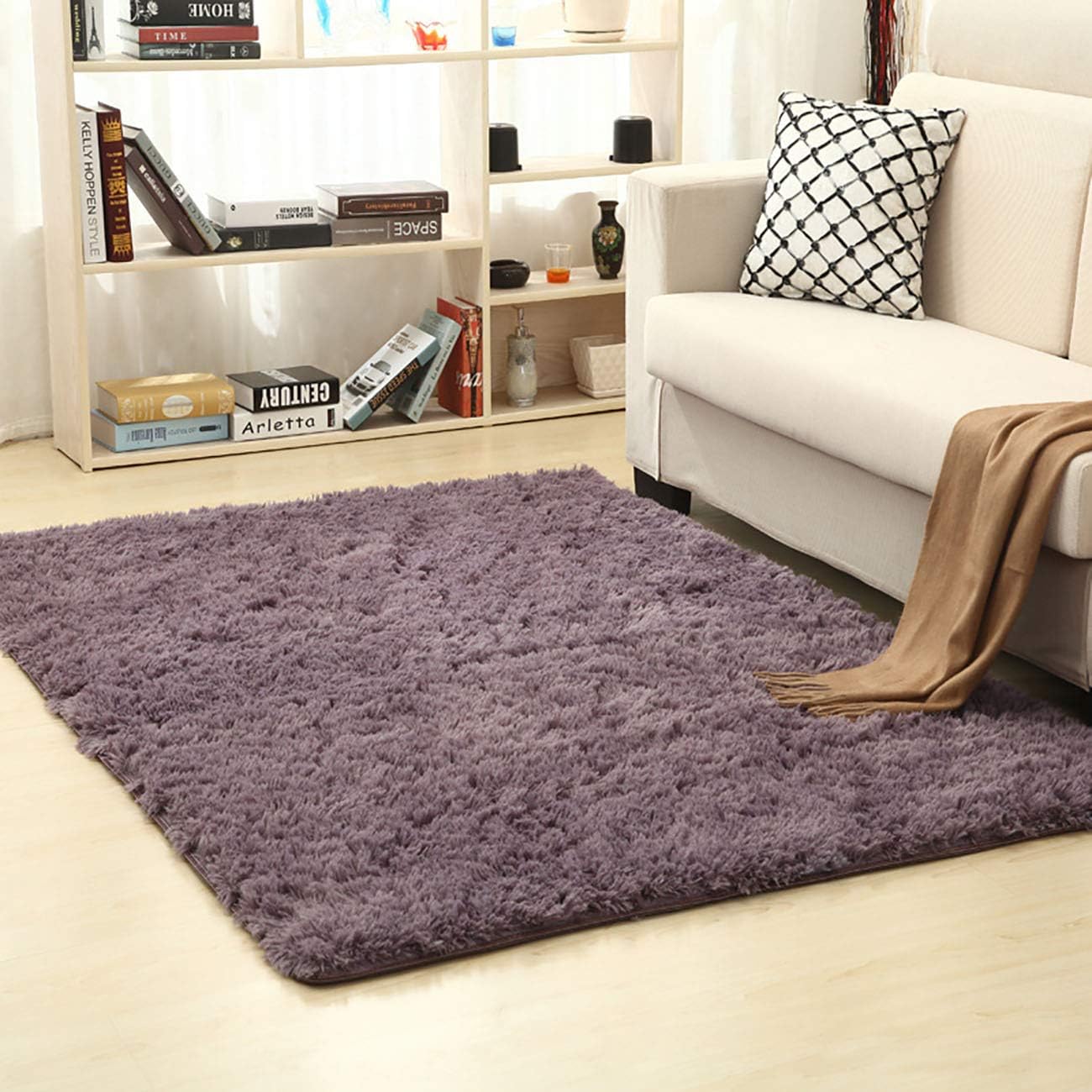 PICTURESQUE Shaggy Fluffy Rugs Anti-Skid Area Rug Dining Room Carpet Bedroom Floor Mat