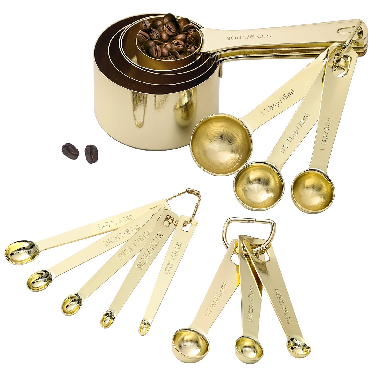 Photo 1 of Gold Measuring Cups & Spoons Set of 16, Heavy Duty Stainless Steel Measuring Cups Measuring Spoons for Measuring Dry Liquid Ingredients for Baking Cooking, Gold Kitchen Accessories Gift