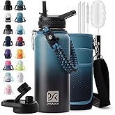 DYSANKY 32 oz Insulated Water Bottle | Thickened Stainless Steel Vacuum Metal | Portable Sports Water Jug for Gym and Hiking with Straw, Carrier Bag, Handle Strap | BPA-Free 32 oz
