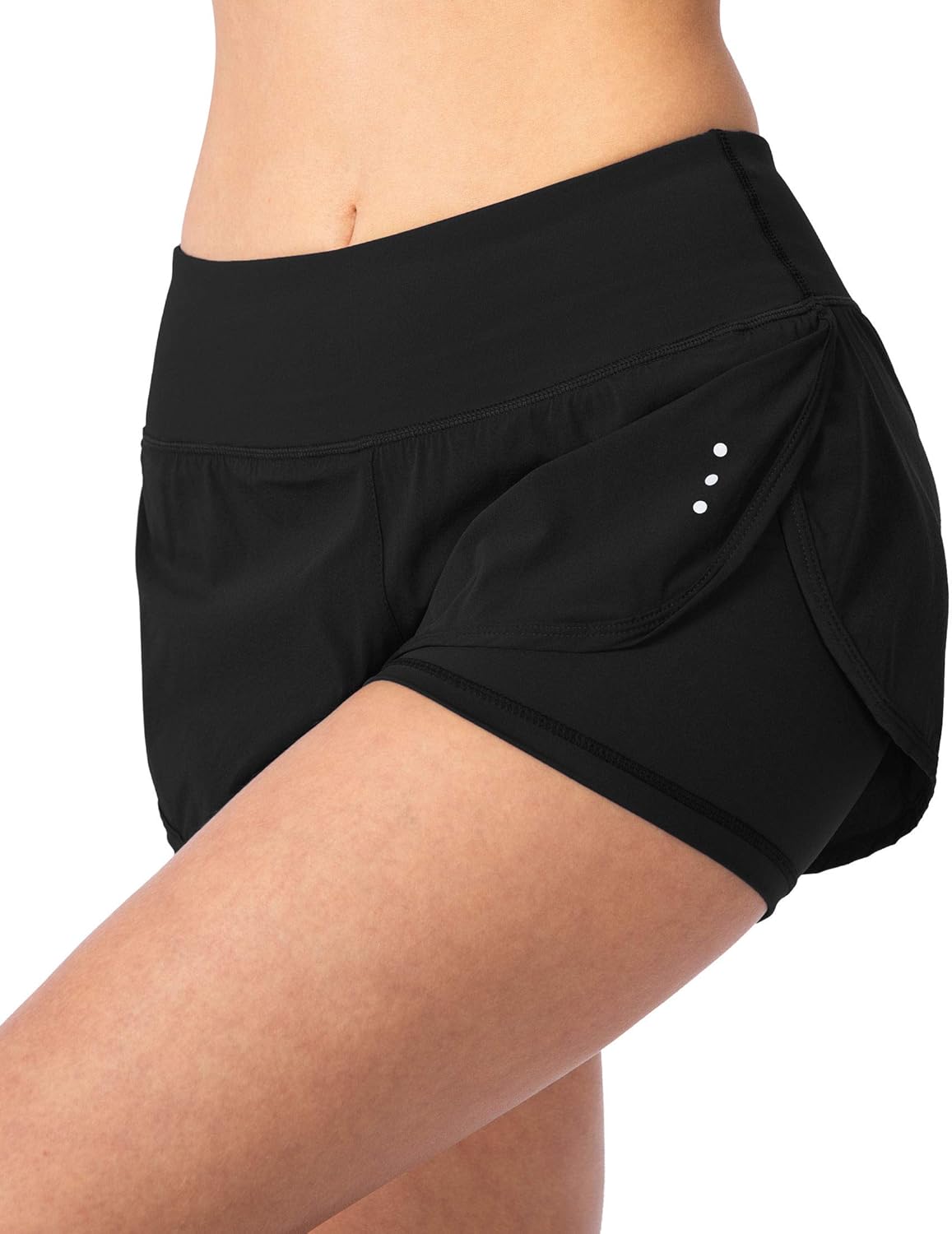 Women’s 2 in 1 Running Shorts Workout Athletic Gym Yoga Shorts for Women with Phone Pockets: Clothing