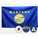 Double Sided Montana State Flag 3x5 Outdoor The Longest Lasting MT Flags Heavy Duty 210D Nylon, Embroidered Star, Stronger Brass Grommets,4 Stitched Hemming, Perfect for Outside