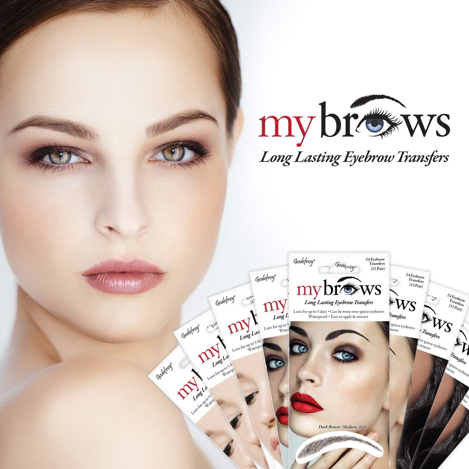 Godefroy My Brows Transfers Long Lasting, 4 Colours, 4 Styles (Medium Brown, Low Arch), 12 g (Pack of 1) - Image 3