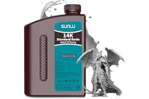 SUNLU 14K High Precision 3D Printer Resin 2KG, Standard 3D Printing Resin for Detail Printing Miniatures, Fast Curing 405nm UV Photopolymer Resin, Smooth Matte Surface, Better Liquidity, 2000G Grey