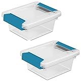 STERILITE Mini Clip Box, Clear with Blue Aquarium