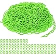 PATIKIL Plastic Chain Links, 200 Foot Safety Chains, Green Plastic Chains for Barriers, Crowd Control, Queue Lines, Parking, Fences, Gate, Concerts, and Decoration