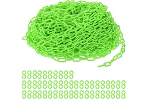 PATIKIL Plastic Chain Links, 200 Foot Safety Chains, Green Plastic Chains for Barriers, Crowd Control, Queue Lines, Parking, Fences, Gate, Concerts, and Decoration