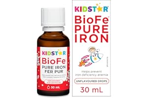 Kidstar Nutrients - BioFe Pure Iron Drops Unflavoured 30ml 50-Day Supply - Helps to Prevent Iron Deficiency Anemia - No Stoma