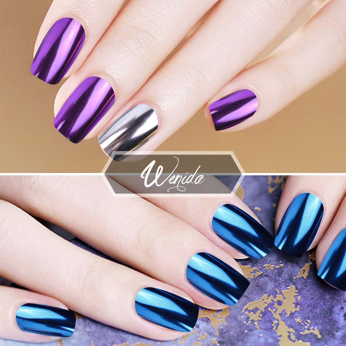 Nail Powder Wenida 8 Colors 1g/Jar Holographic Chrome Mirror Laser Synthetic Resin Pigment Manicure Art Decoration With 8pcs Eyeshadow Sticks: Beauty