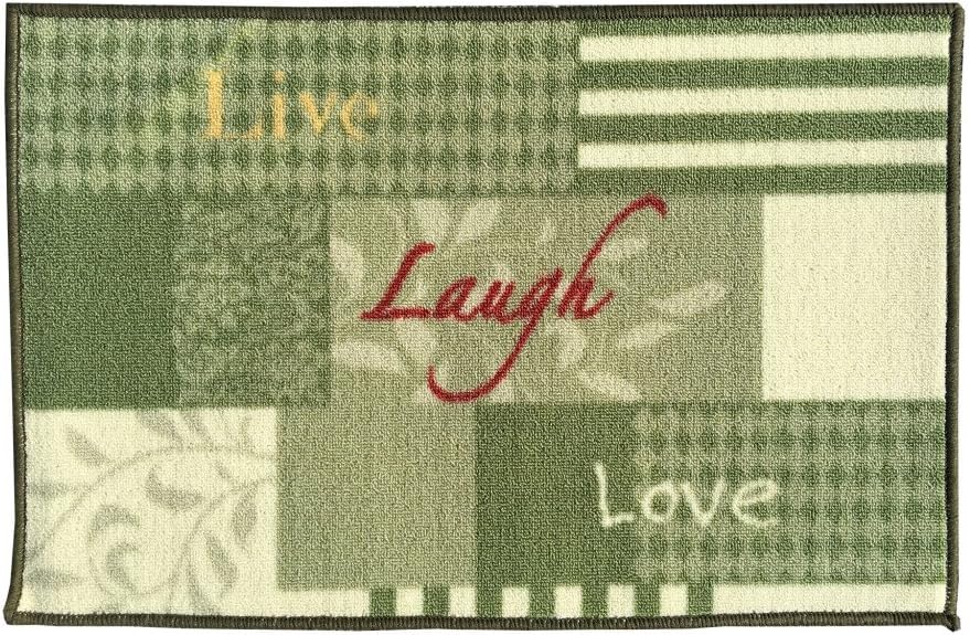 Gourmet Club Anti-Slip Printed Kitchen Rug 18-Inch by 28-Inch, Live Laugh Love