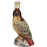 Old World Christmas Red-Tailed Hawk Glass Blown Ornament for Christmas Tree, Handcrafted Holiday Decoration, Bird Watcher Collection