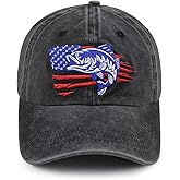 Splash Brothers Customized Embroidered American Flag Fish Hats for Men Women, Funny Adjustable Outdoor Hunting Baseball Caps